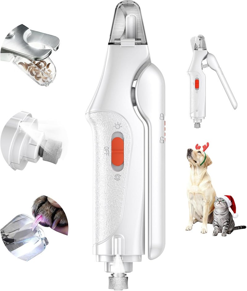 CATPICK 2-in-1 Cat Nail Clippers & Dog Nail Clippers Trimmers for Large Medium Small Dogs Cats Claw Trimmer Quick Sensor and Safety Guard USB Rechargeable with 2 LED Lights Dogs Nail Trimmer - Image 1